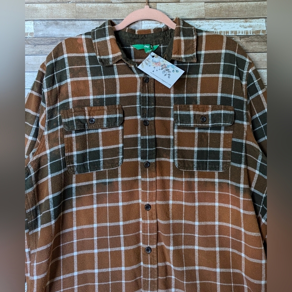 Five Finger Death Punch Upcycled Dip Dye Bleach Flannel Shirt - Picture 14 of 15